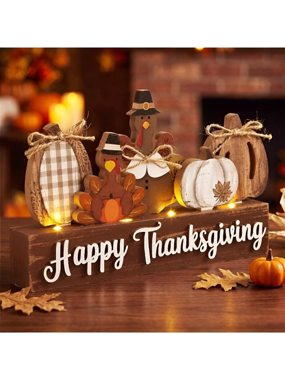 Thanksgiving Turkey Decor, Light up Farmhouse Fall Table Sign